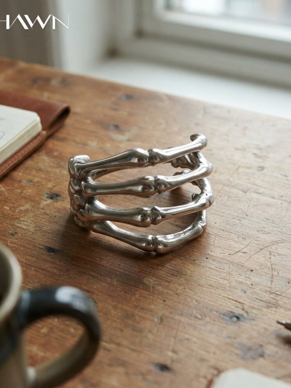 Mens Punk Skeleton Hand Bangle Bracelet